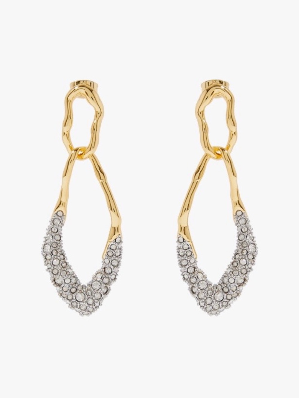 NEW ALEXIS BITTAR Solanales Double Link Post Earrings Gold Clear MY18 JN04